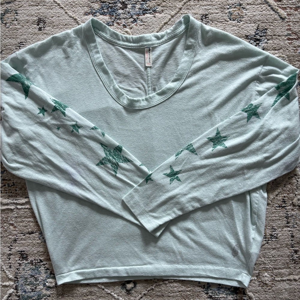 Free People Movement Top‎ Womens XS Melrose Star Light Green Beachy Gym Workout